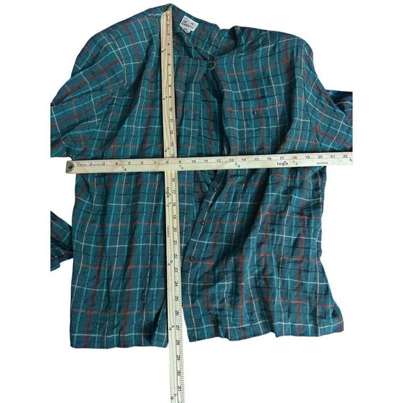 BEAUTIFUL UNIQUE RARE VINTAGE 2 piece 1990s Liz Claiborne Teal Plaid Tartan Long - Picture 8 of 8